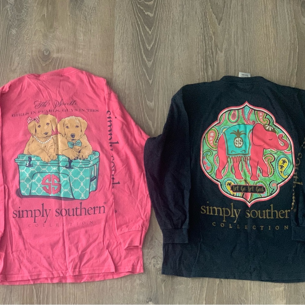 Simply Southern Kids Long Sleeve Tees - Coral & Black
